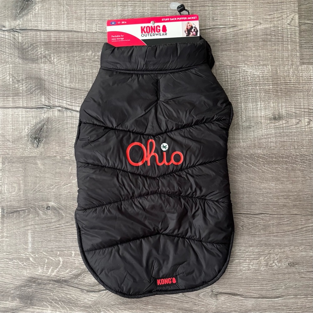 ⭕️🏈🏟 Dog Puffer Jacket with script Ohio State NWT
